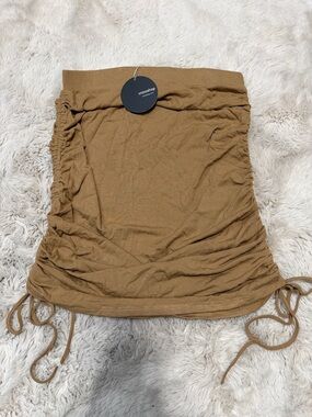 mittoshop Ruched Mini Skirt in Camel Brown